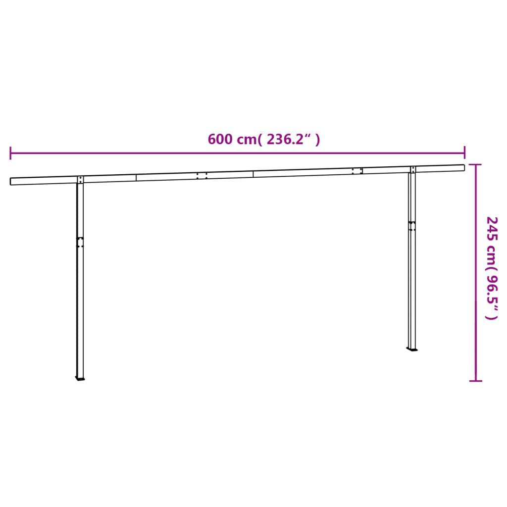 vidaXL Markisstolpar set antracit 600x245 cm järn