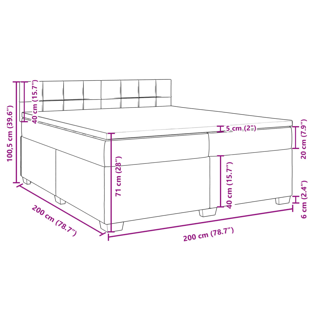 vidaXL Ramsäng med madrass ljusgrå 200x200 cm tyg