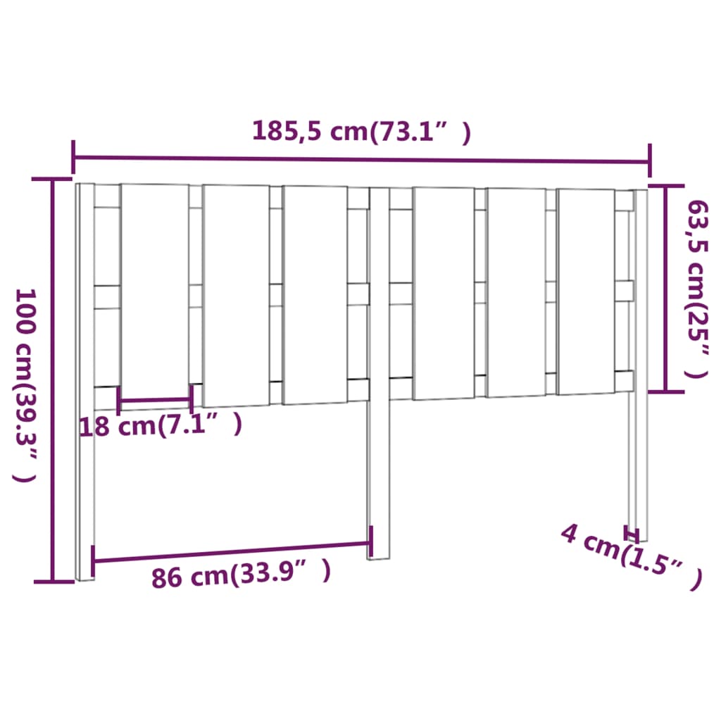 vidaXL Sänggavel honungsbrun 185,5x4x100 cm massiv furu