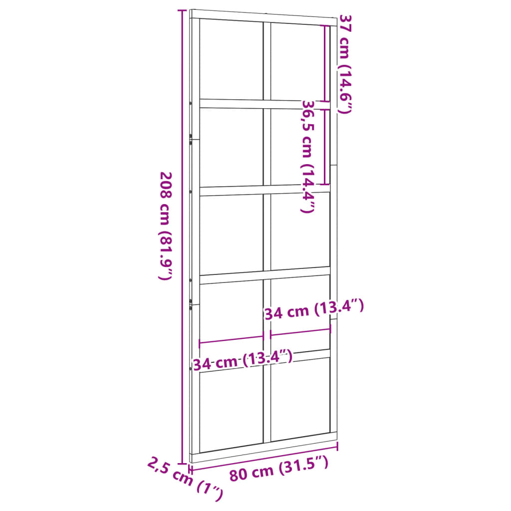 vidaXL Ladugårdsdörr 80x208 cm massiv furu