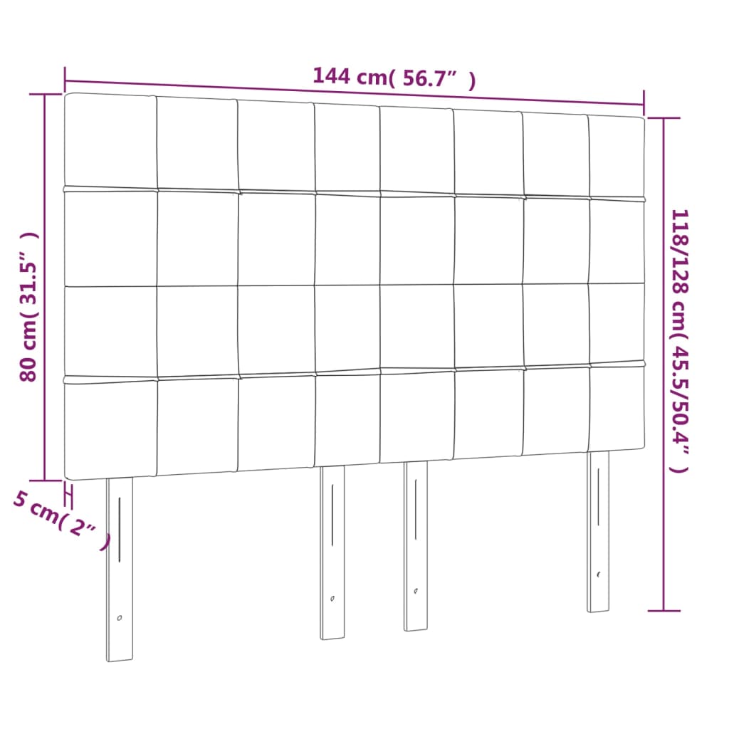 vidaXL Sänggavel LED mörkbrun 144x5x118/128 cm tyg