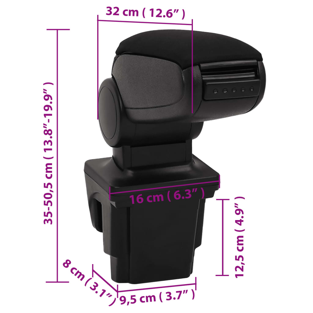 vidaXL Armstöd till bil svart 16x32x(35-50,5) cm ABS