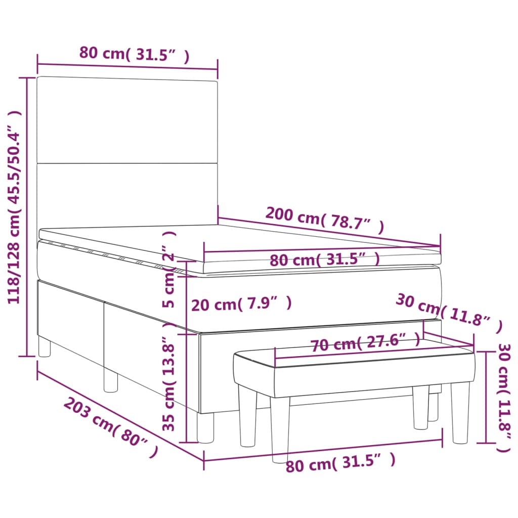 vidaXL Ramsäng med madrass vit 80x200 cm konstläder