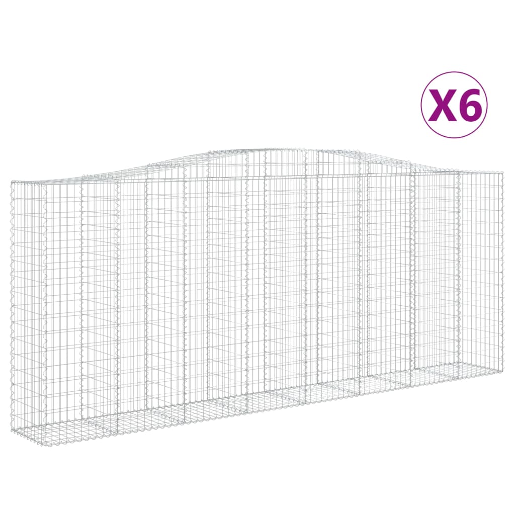 vidaXL Gabion bågformad 6 st 400x50x160/180 cm galvaniserat järn