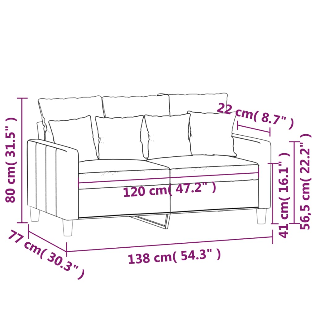 vidaXL 2-sitssoffa ljusgrå 120 cm sammet