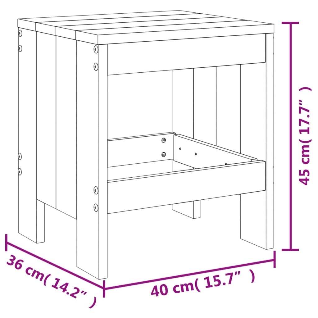 vidaXL Trädgårdspallar 2 st 40x36x45 cm massiv furu