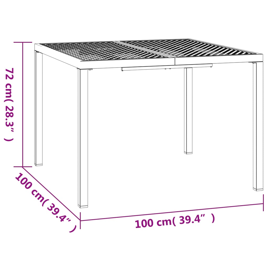 vidaXL Trädgårdsbord antracit 100x100x72 cm stål