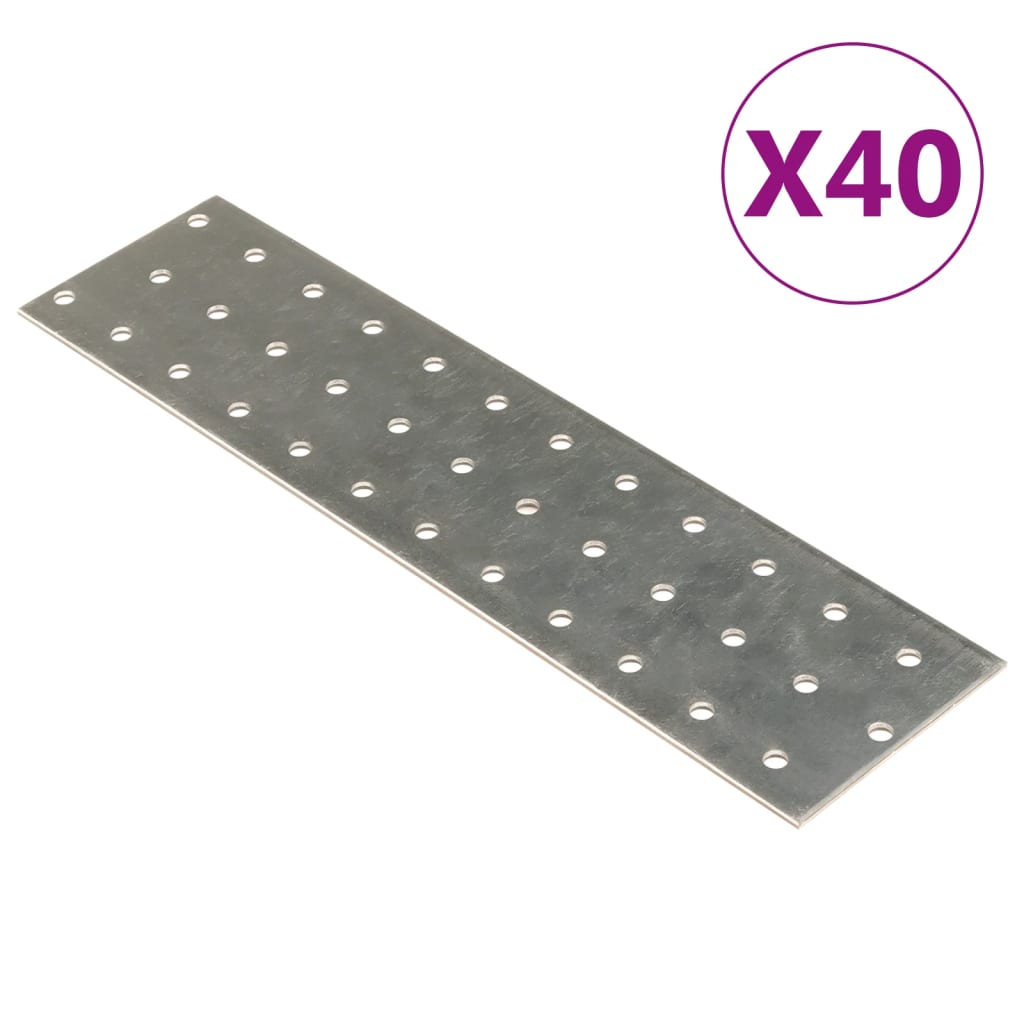 vidaXL Hålplatta 40 st 2 mm 240x60 mm galvaniserat stål