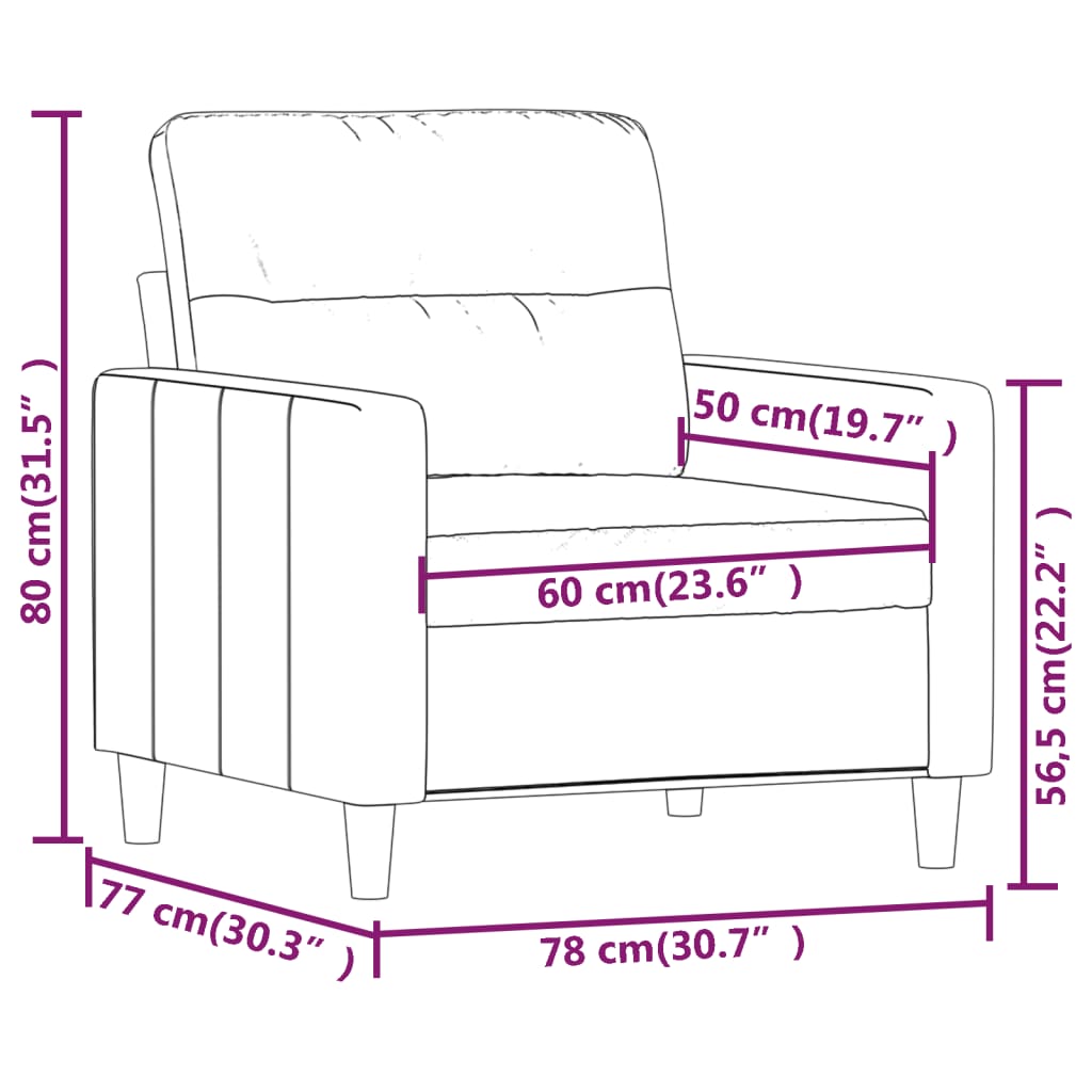 vidaXL Fåtölj taupe 60 cm tyg