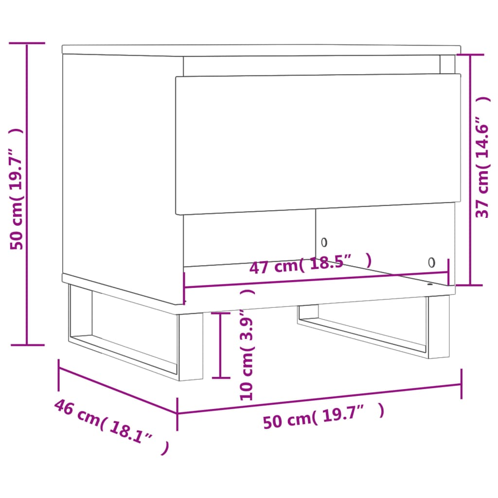 vidaXL Soffbord 2 st vit 50x46x50 cm konstruerat trä