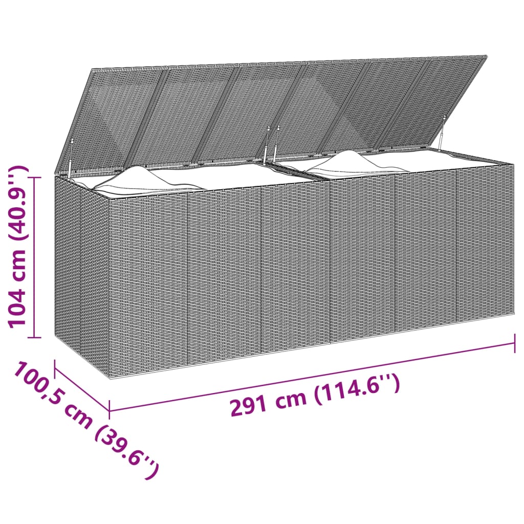 vidaXL Dynbox PE-rotting 291x100,5x104 cm grå