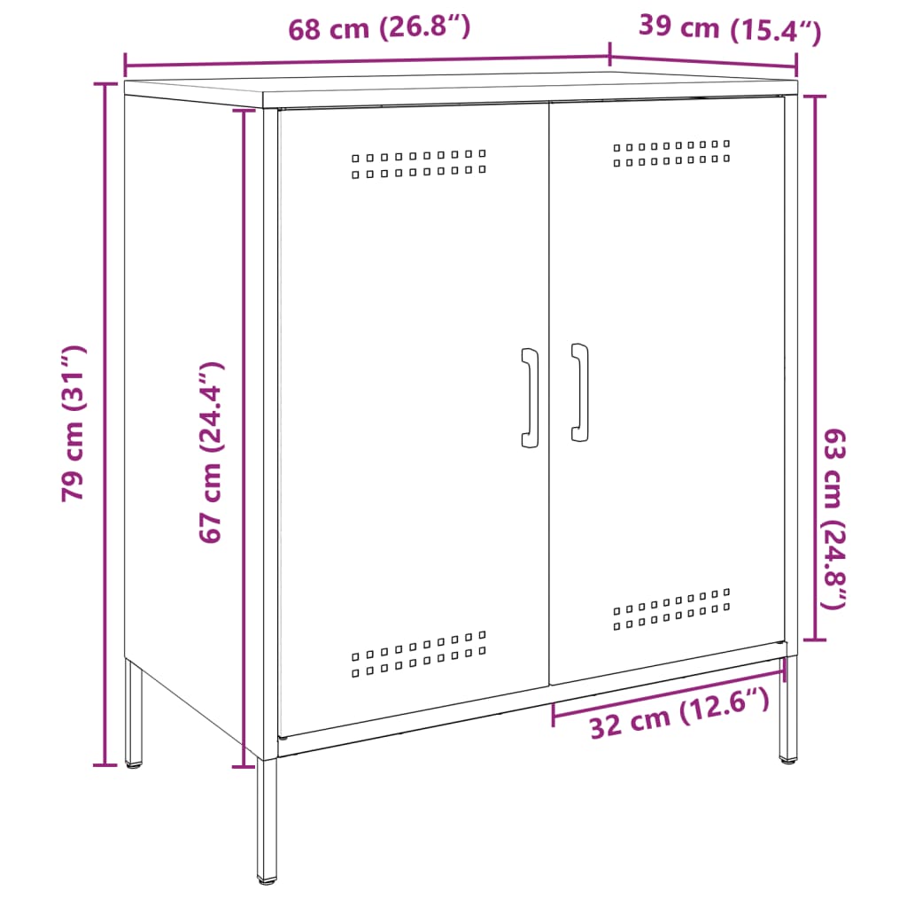 vidaXL Skänk svart 68x39x79 cm stål