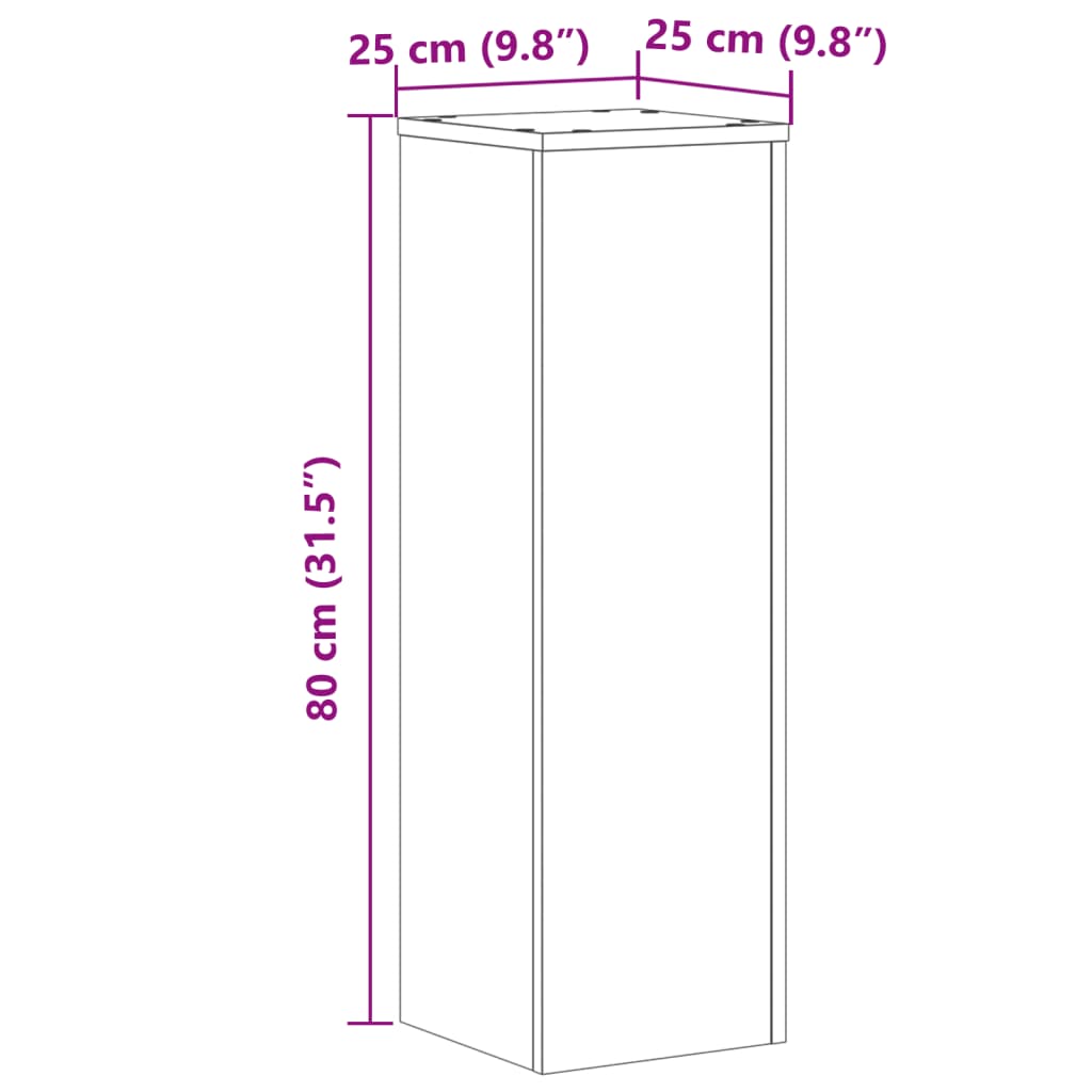 vidaXL Växtställ 2 st brun ek 25x25x80 cm konstruerat trä