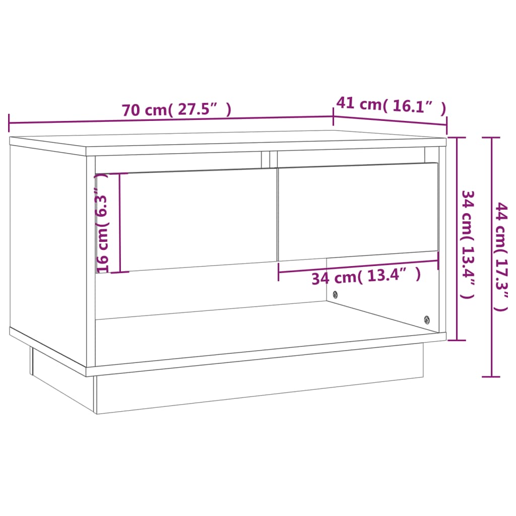 vidaXL TV-bänk vit 70x41x44 cm konstruerat trä