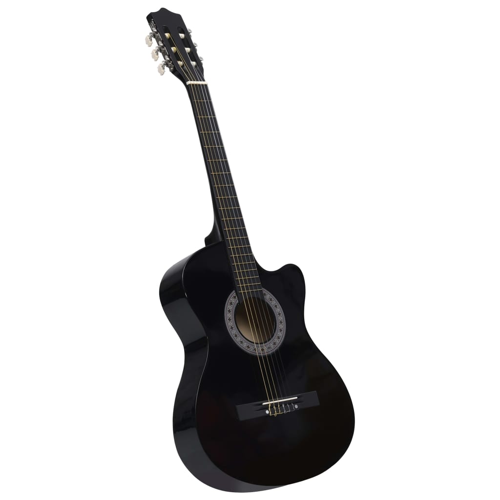 vidaXL Gitarr 12 delar med 6 strängar western svart 38"