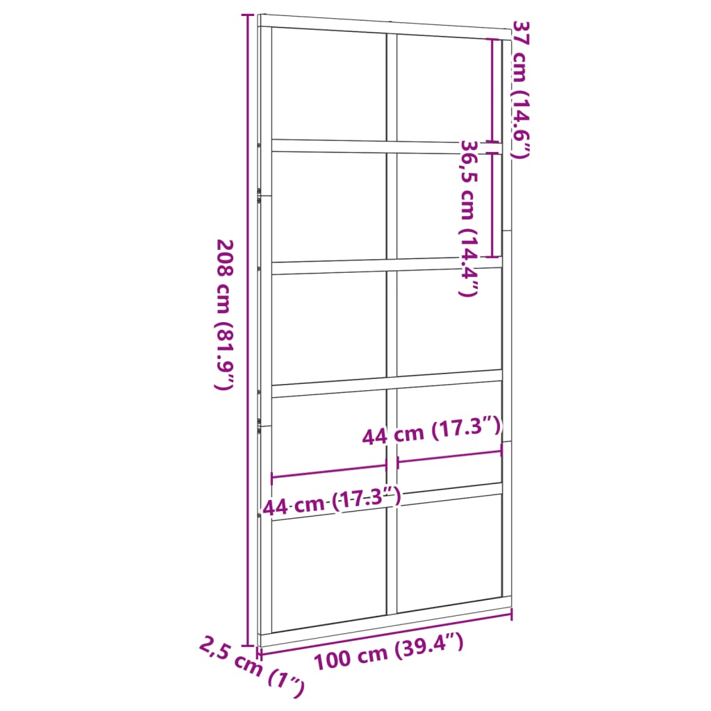 vidaXL Ladugårdsdörr vaxbrun 100x208 cm massiv furu