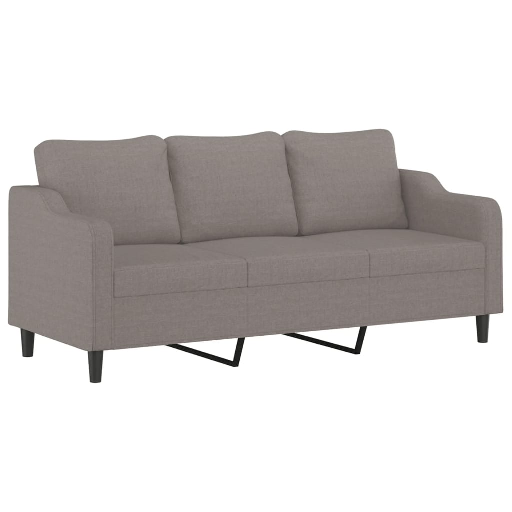 vidaXL 3-sitssoffa med fotpall taupe 180 cm tyg