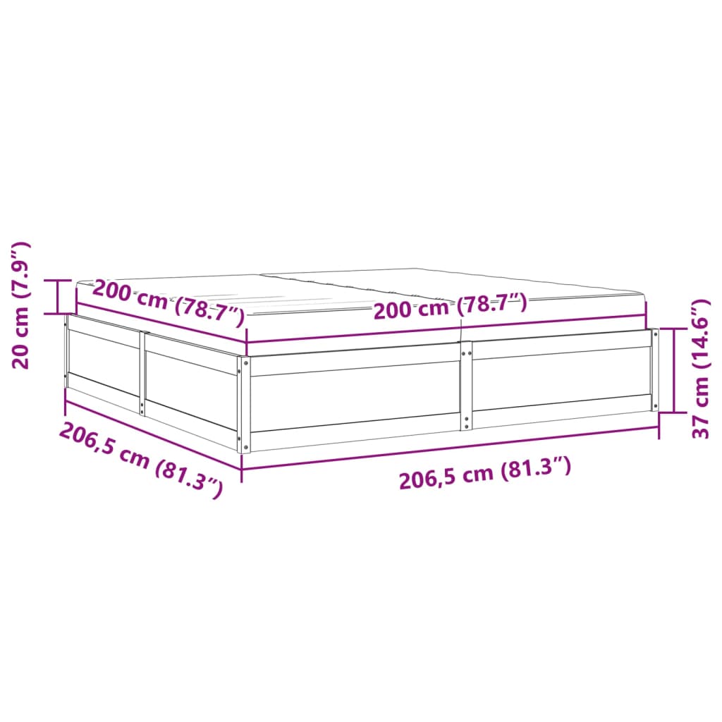 vidaXL Säng med madrass 200x200 cm massiv furu