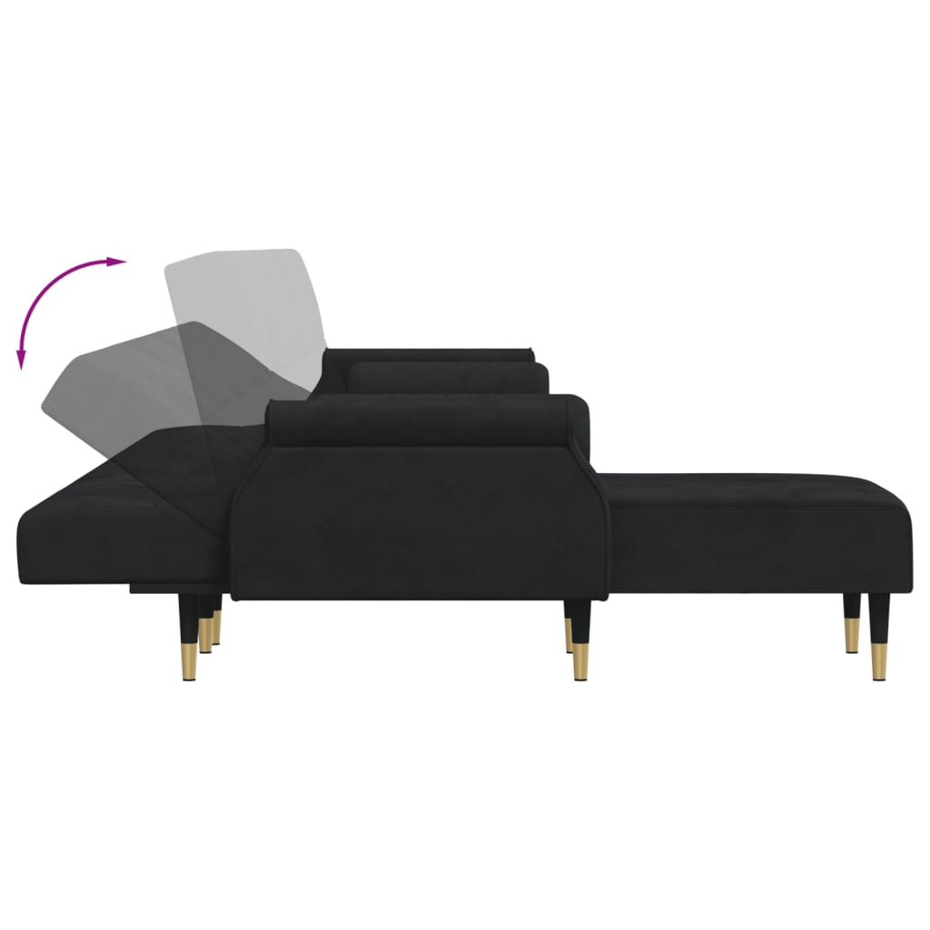 vidaXL L-formad soffa svart 271x140x70 cm sammet