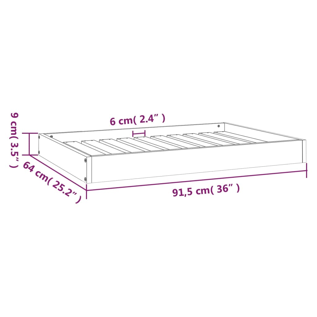 vidaXL Hundbädd svart 91,5x64x9 cm massiv furu