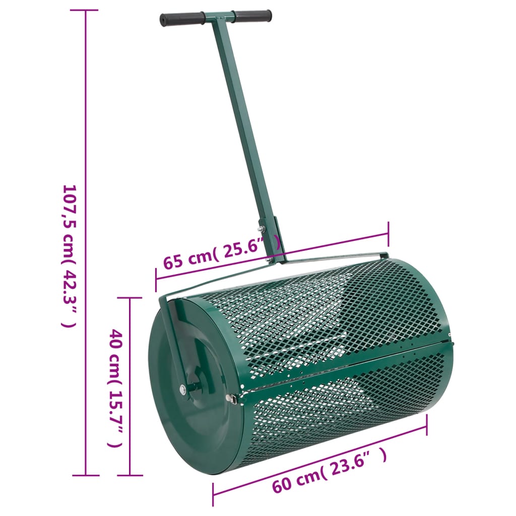 vidaXL Kompostspridare grön Ø40x60 cm stål