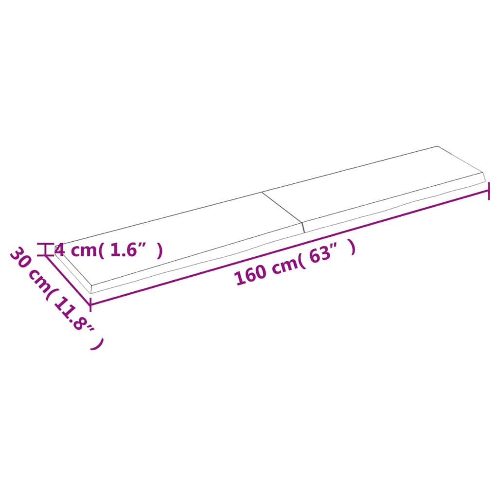 vidaXL Vägghylla ljusbrun 160x30x(2-4) cm behandlad massiv ek