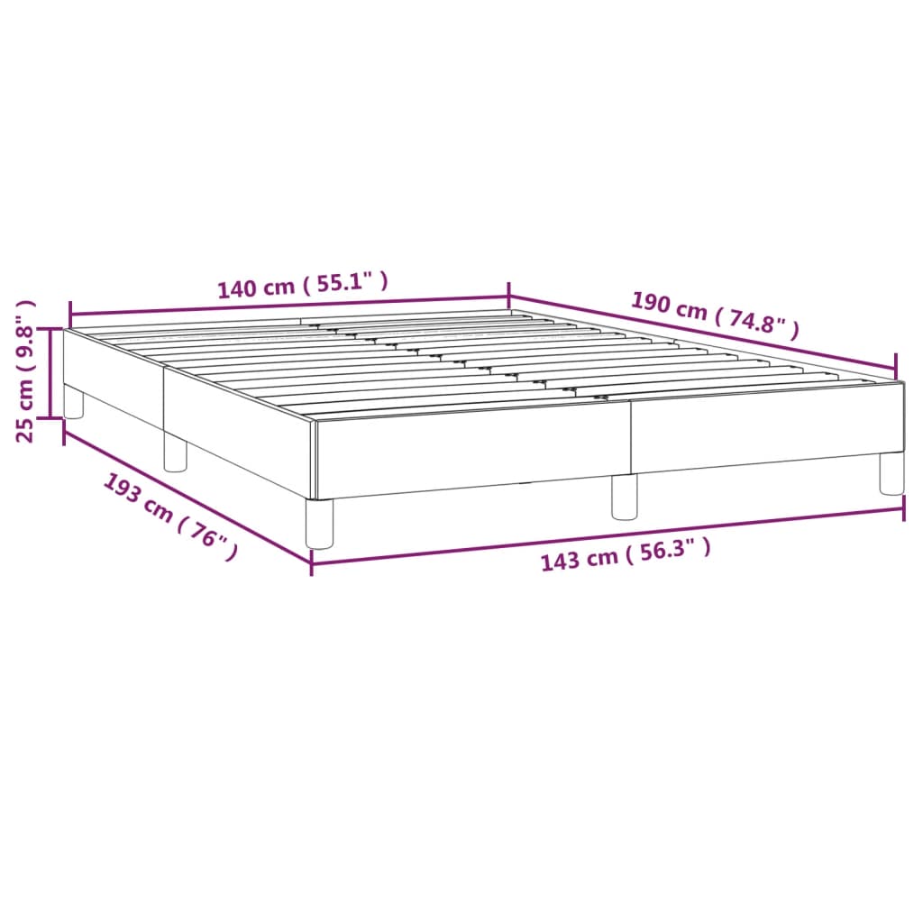 vidaXL Sängram utan madrass ljusgrå 140x190 cm tyg