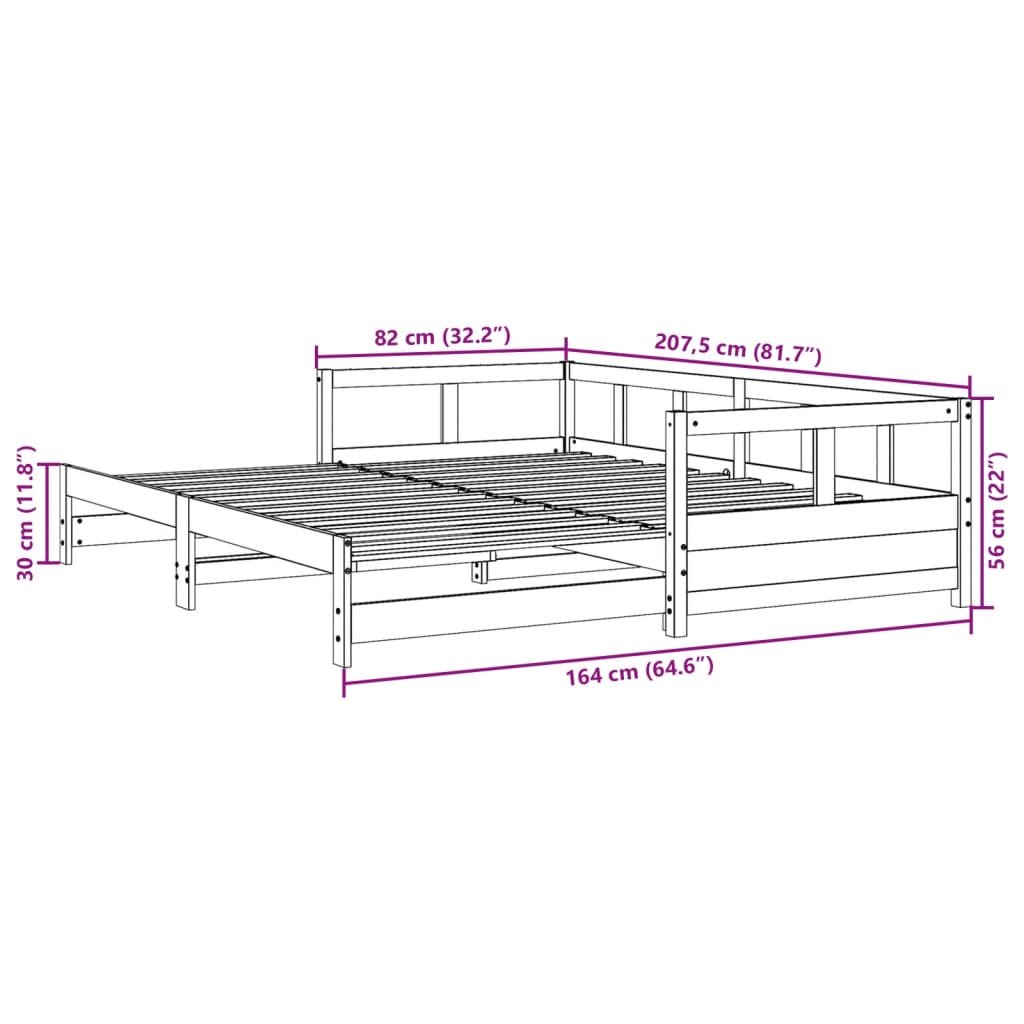 vidaXL Dagbädd utan madrass vaxad brun 80x200 cm massiv furu