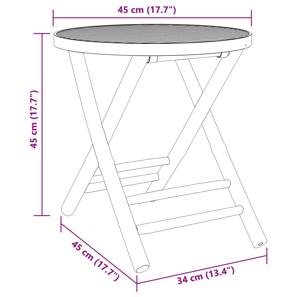 vidaXL Caféset 3 delar bambu