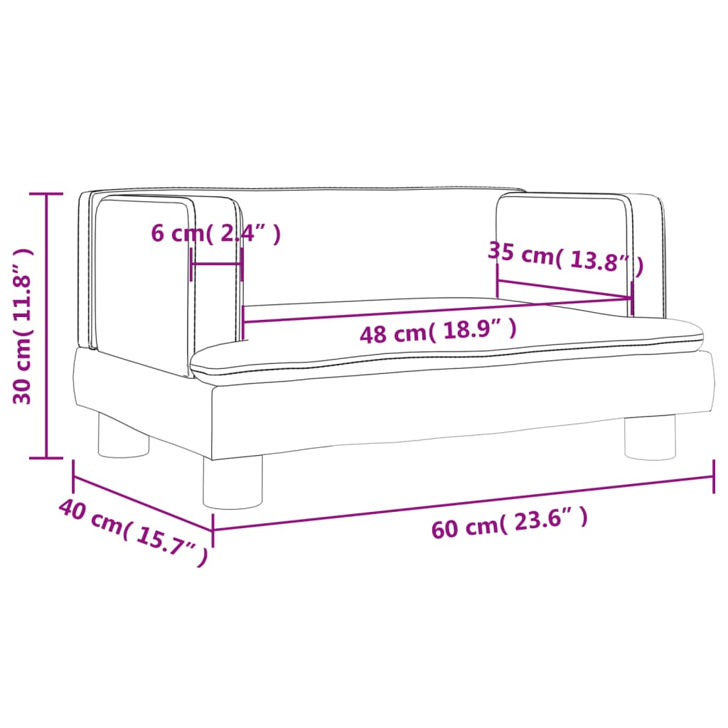 vidaXL Barnsoffa gräddvit 60x40x30 cm konstläder