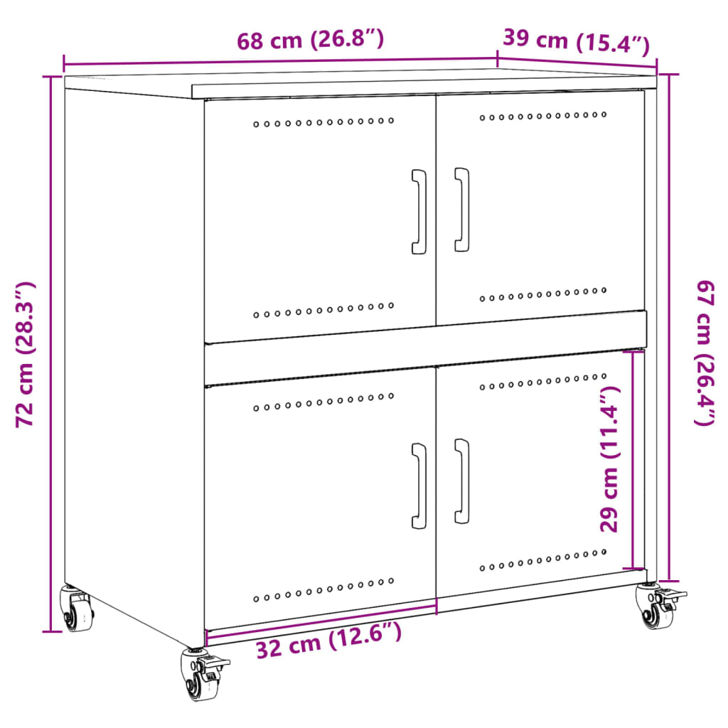 vidaXL Skänk svart 68x39x72 cm stål