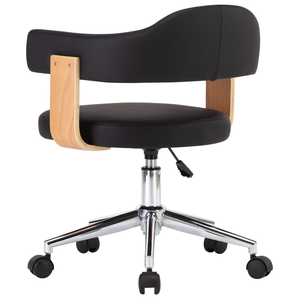 vidaXL Snurrbar kontorsstol svart böjträ och konstläder
