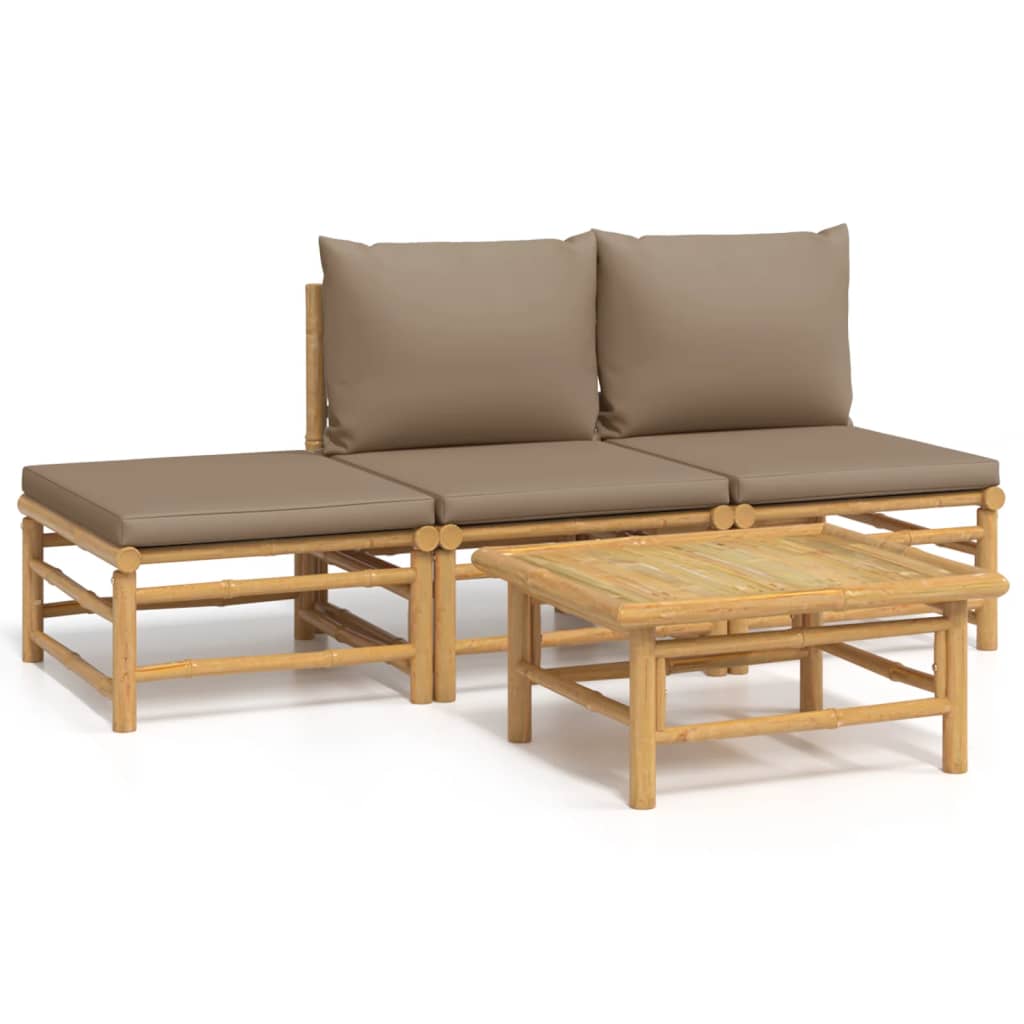 vidaXL Loungegrupp 4 delar taupe dynor bambu