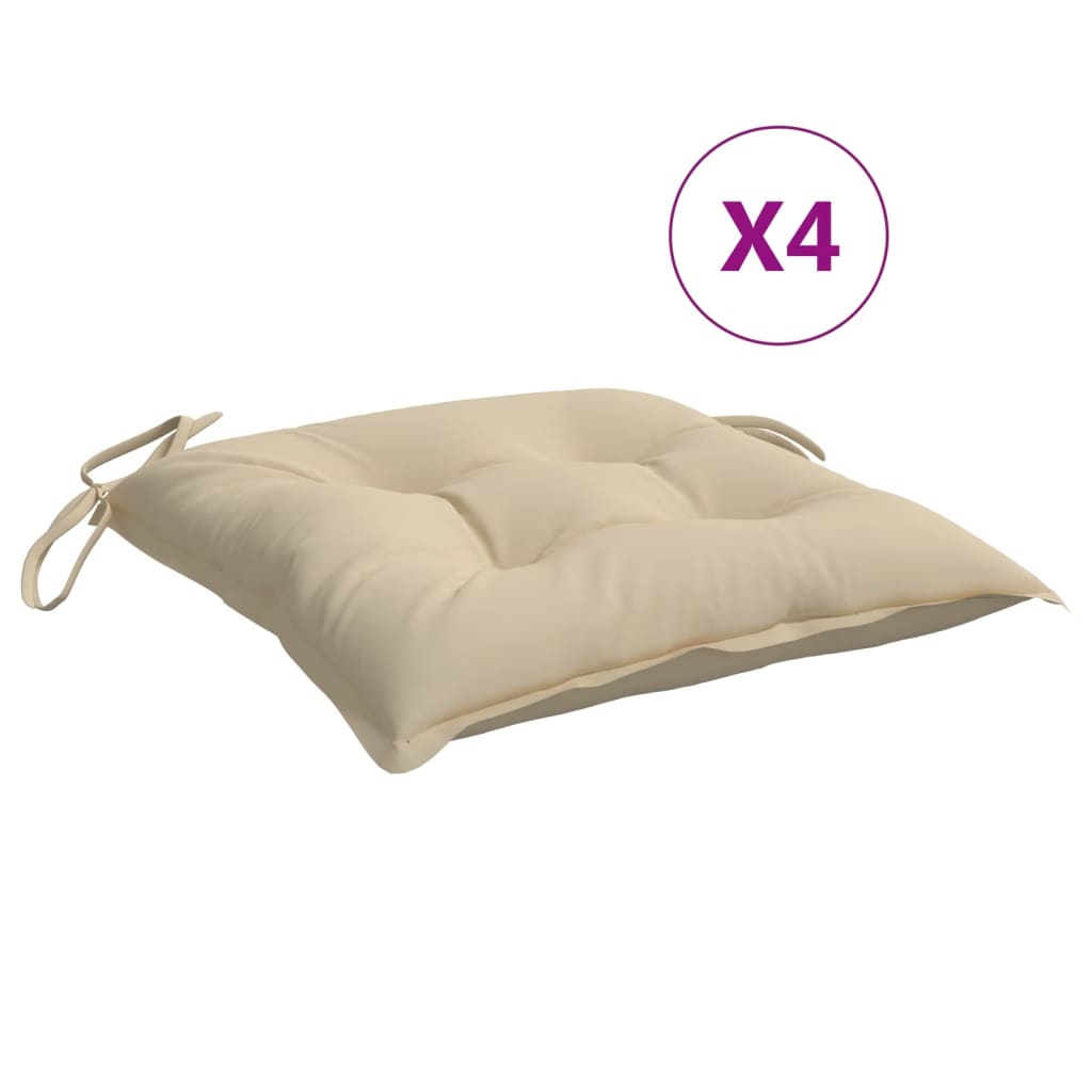 vidaXL Stolsdynor 4 st beige 40x40x7 cm oxfordtyg