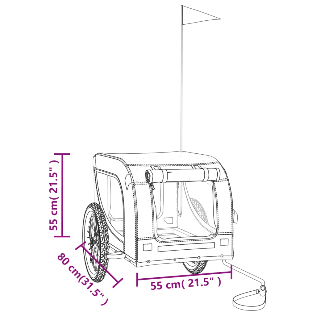 vidaXL Cykelvagn för djur orange och svart oxfordtyg och järn