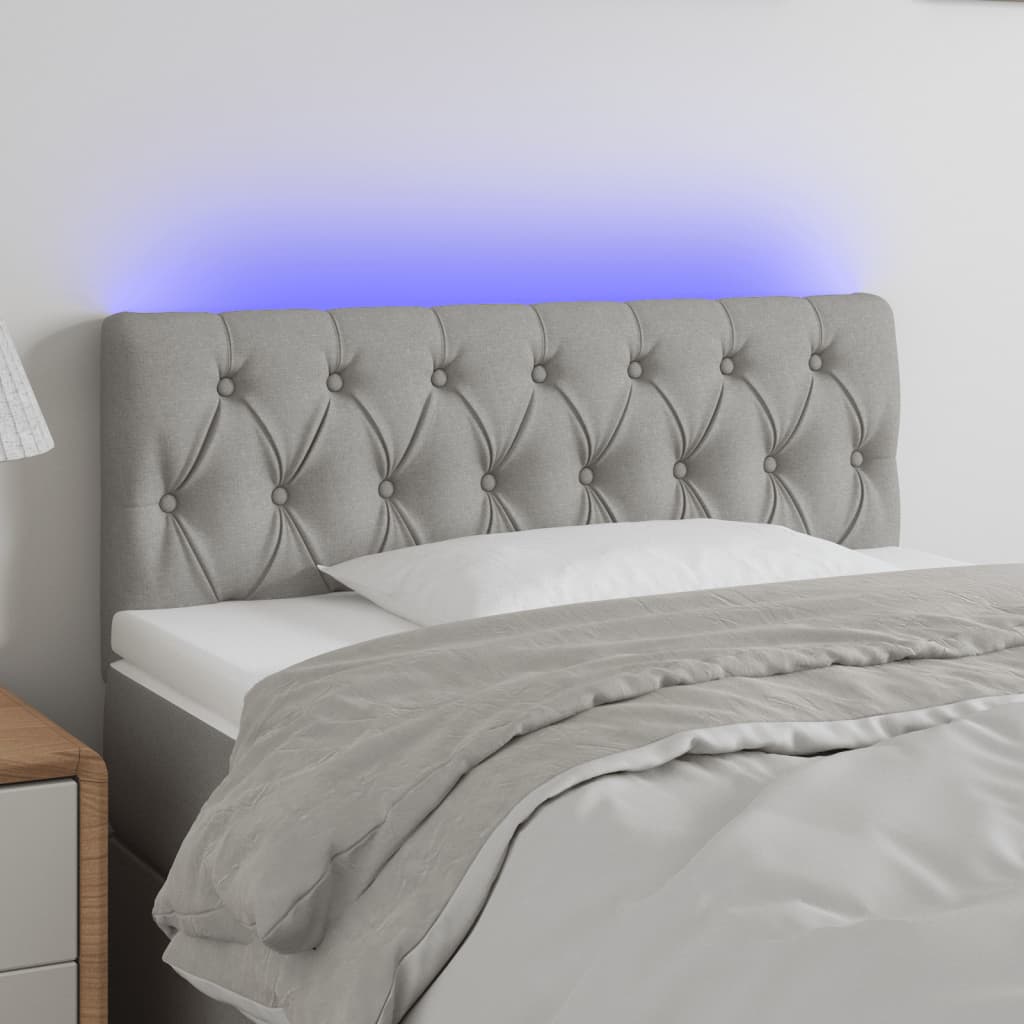 vidaXL Sänggavel LED ljusgrå 90x7x78/88 cm tyg