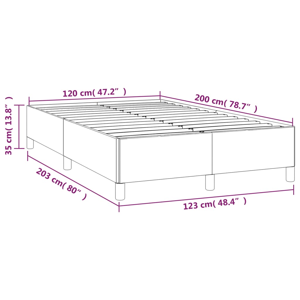 vidaXL Sängram ljusgrå 120x200 cm sammet