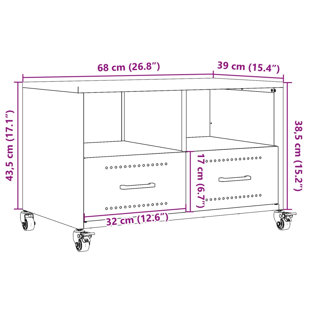 vidaXL Tv-bänk antracit 68x39x43,5 cm stål