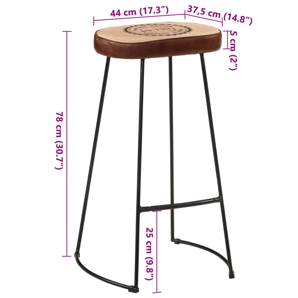 vidaXL Barstolar 2 st mörkbrun 44x37,5x78 cm