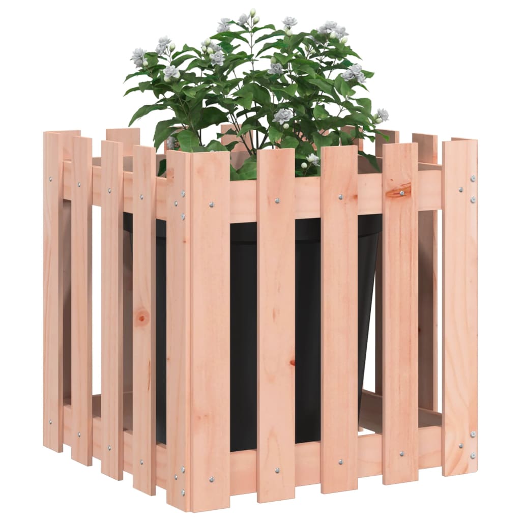 vidaXL Odlingslåda med staket-design 50x50x50 cm massivt douglasträ