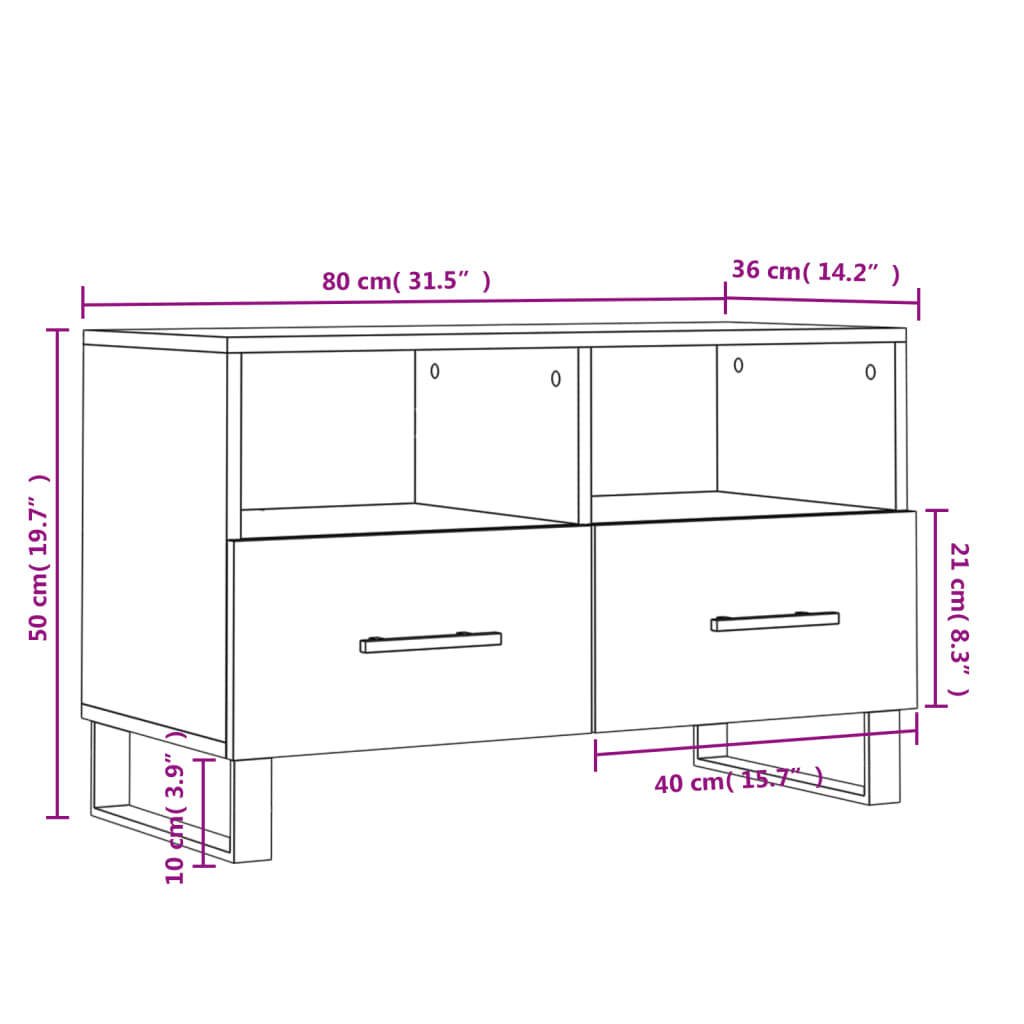 vidaXL Tv-bänk vit högglans 80x36x50 cm konstruerat trä