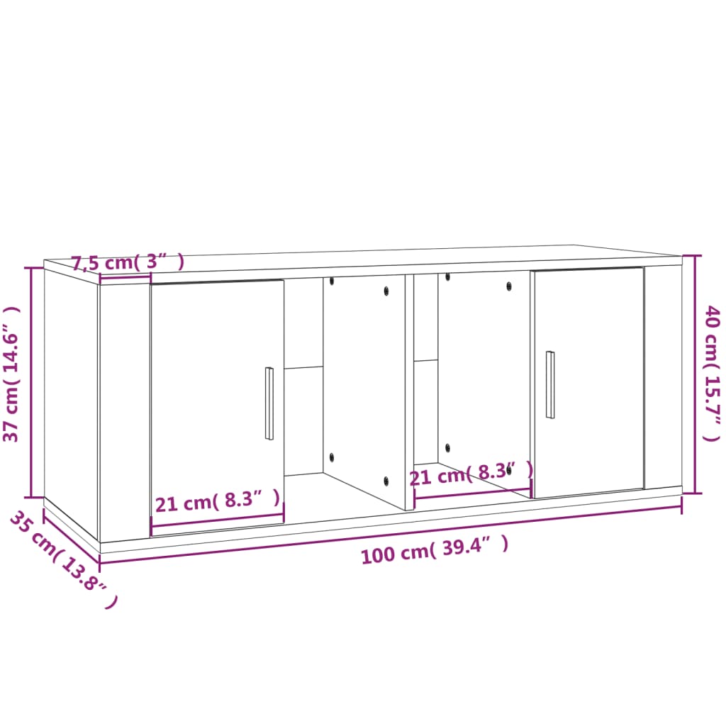 vidaXL TV-skåp sonoma-ek 100x35x40 cm konstruerat trä