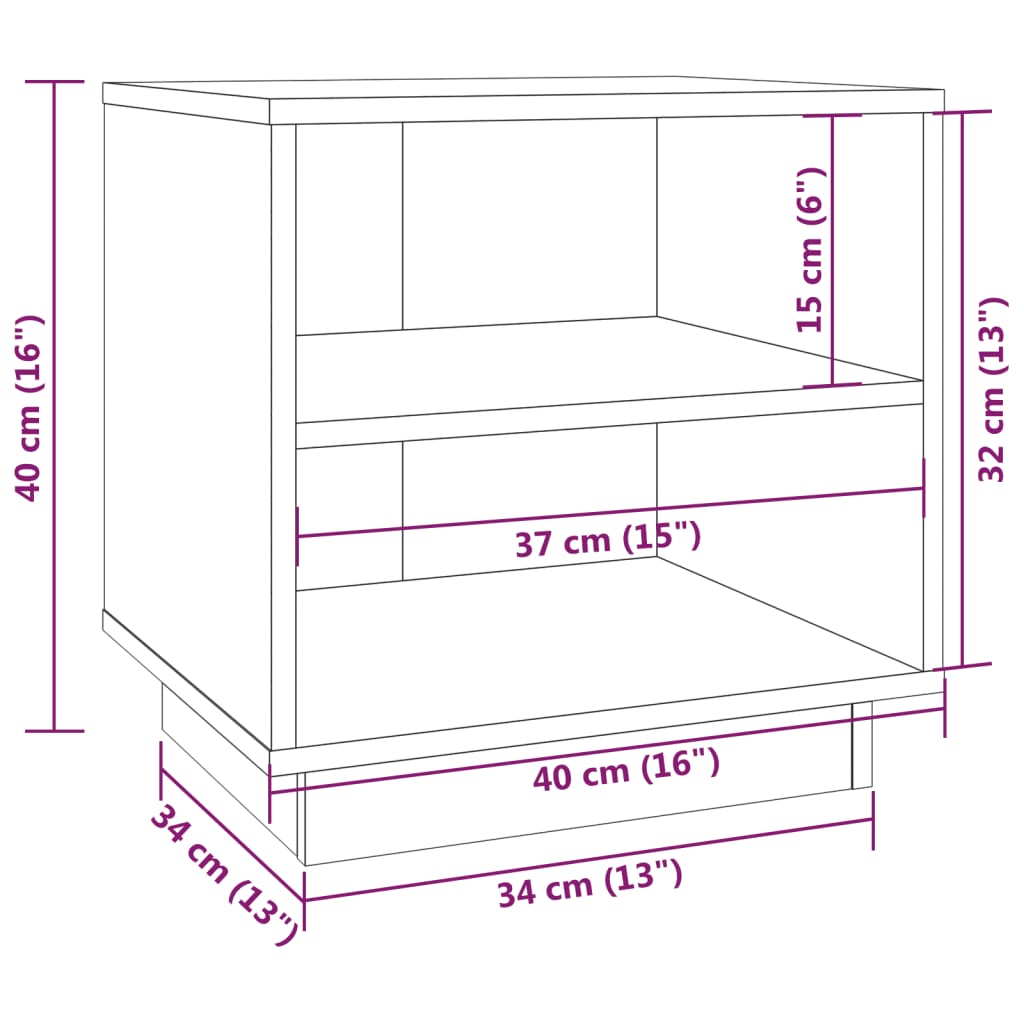 vidaXL Sängbord 40x34x40 cm massiv furu