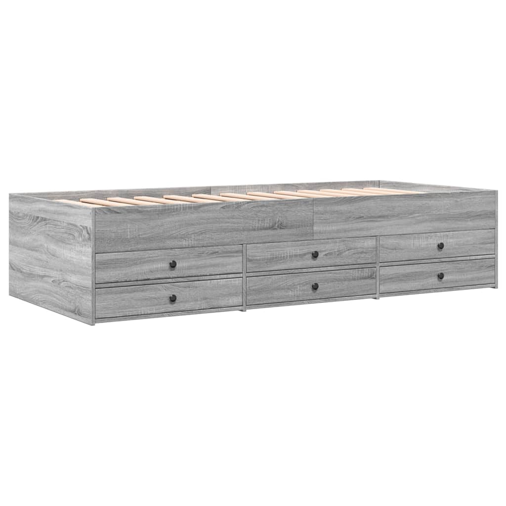 vidaXL Dagbädd med lådor grå sonoma 75x190 cm konstruerat trä
