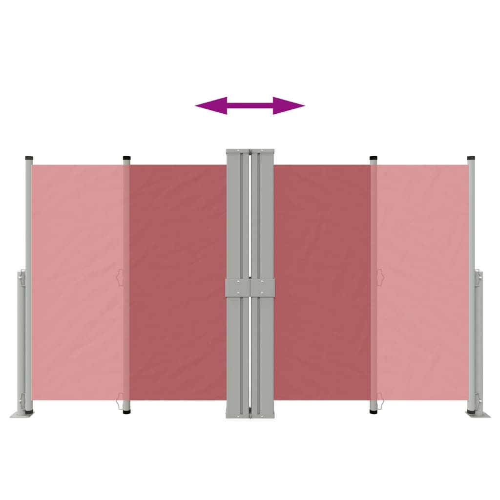 vidaXL Infällbar sidomarkis röd 140x1200 cm