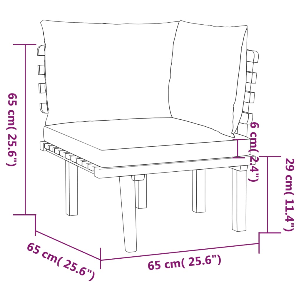 vidaXL Loungegrupp med dynor 4 delar massivt akaciaträ