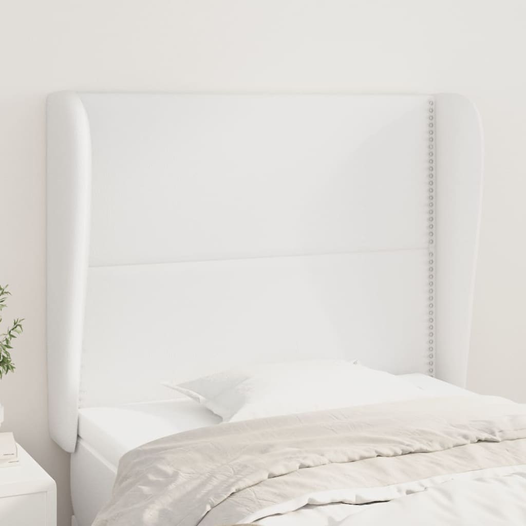 vidaXL Sänggavel med kanter vit 83x23x118/128 cm konstläder