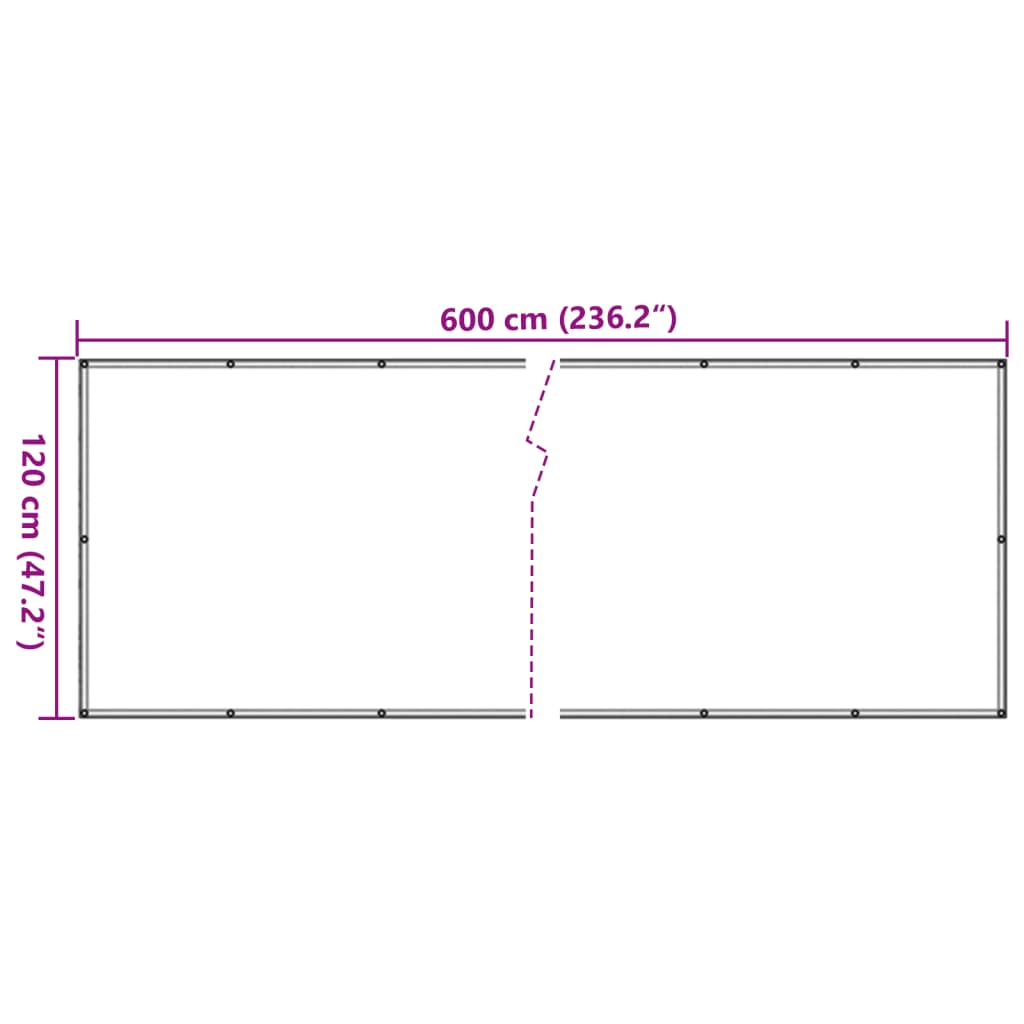 vidaXL Insynsskydd för balkong stenmotiv grå 600x120 cm PVC