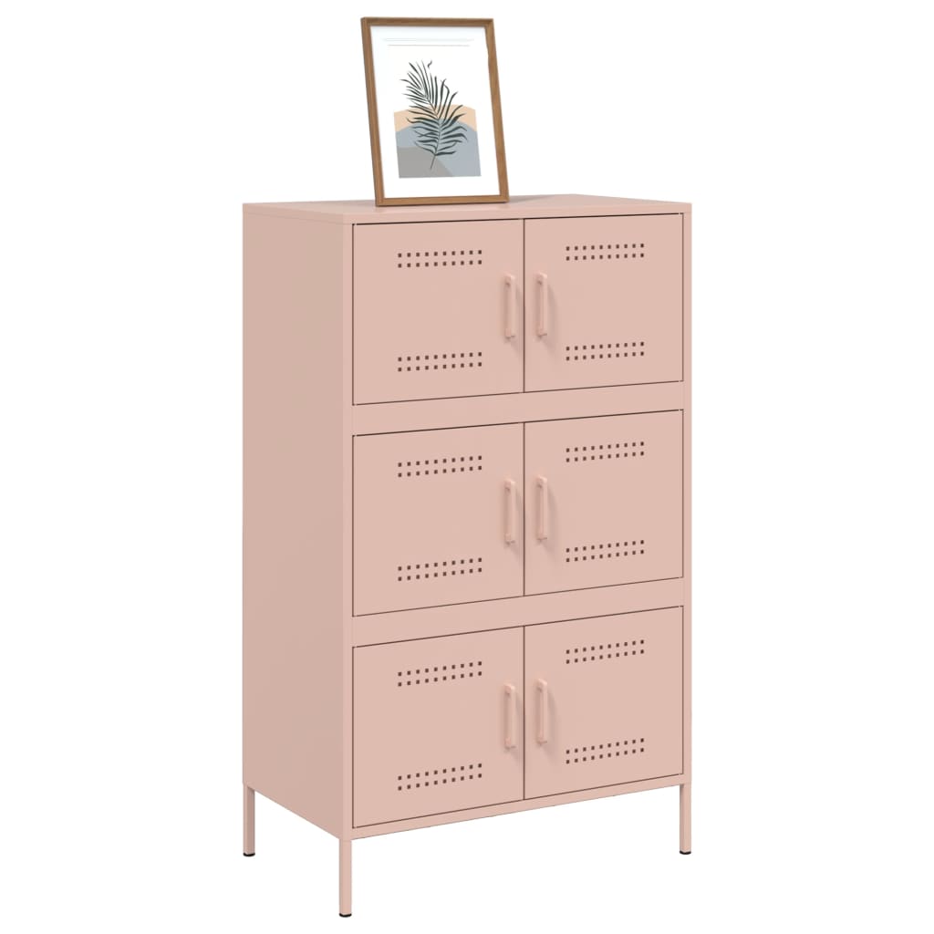 vidaXL Högskåp rosa 68x39x113 cm stål