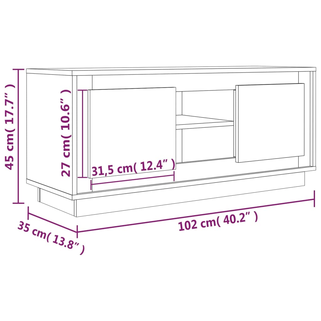 vidaXL Tv-bänk svart 102x35x45 cm konstruerat trä